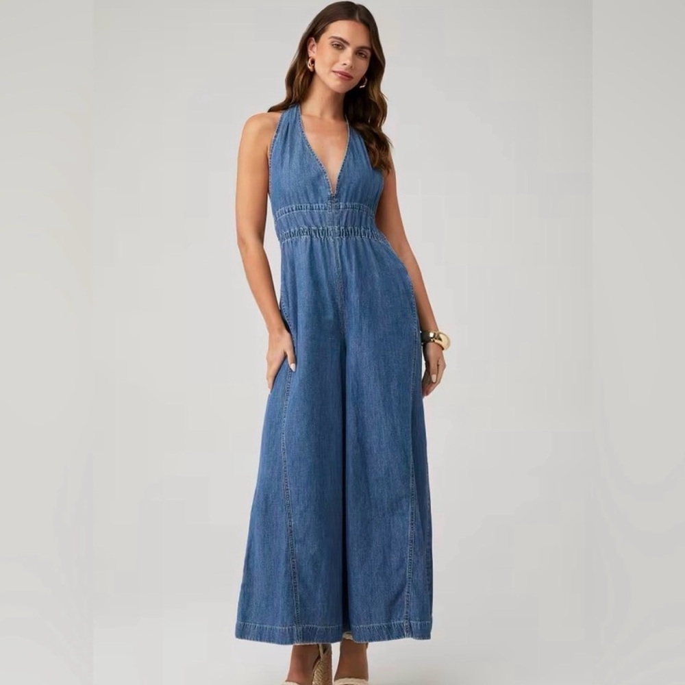 Free People Wide-Leg Jumpsuit - Blue